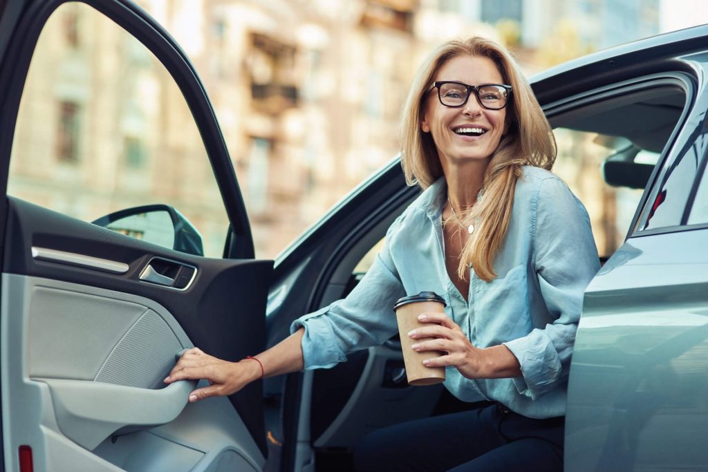 woman travelling to work