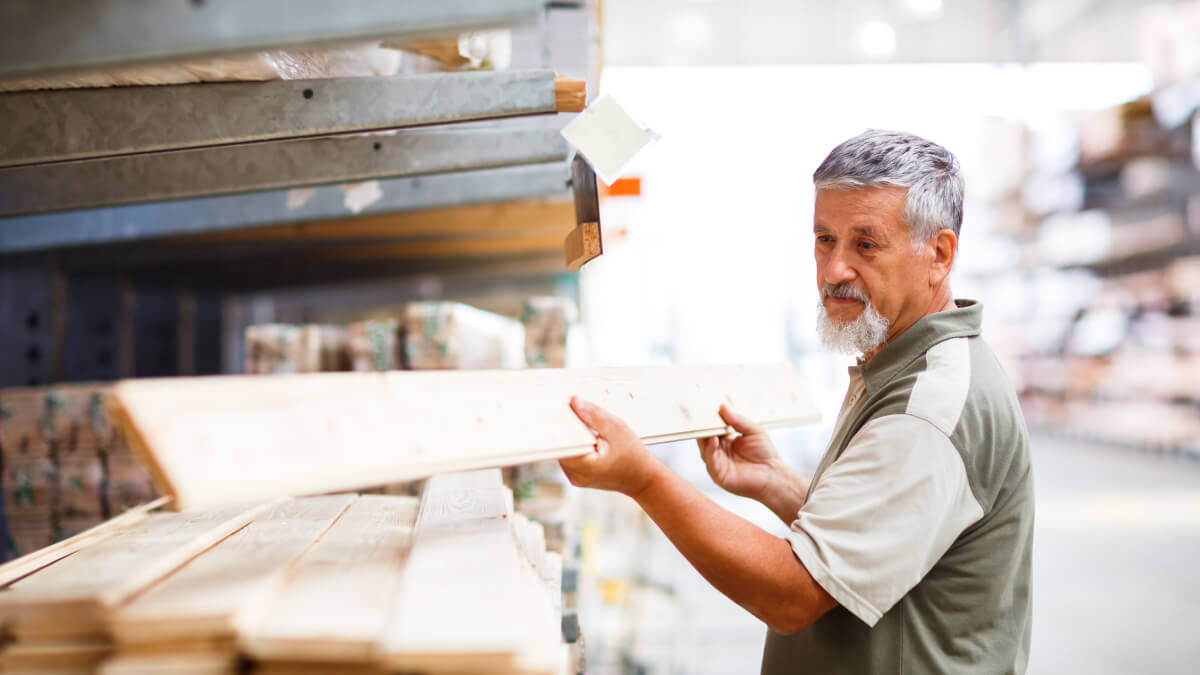 man buying construction material