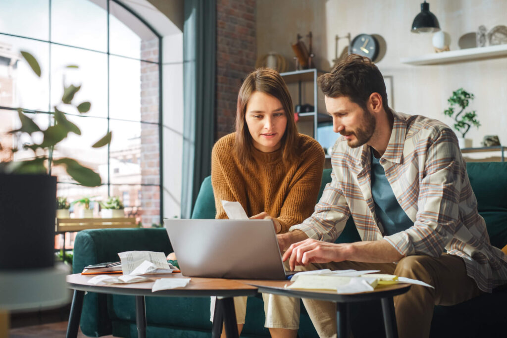 Couple filing online taxes