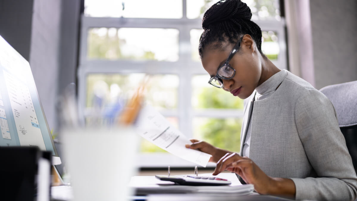 Accountant checking stats