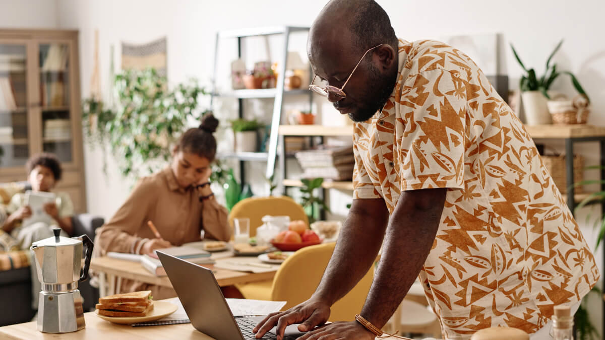 Dad at computer