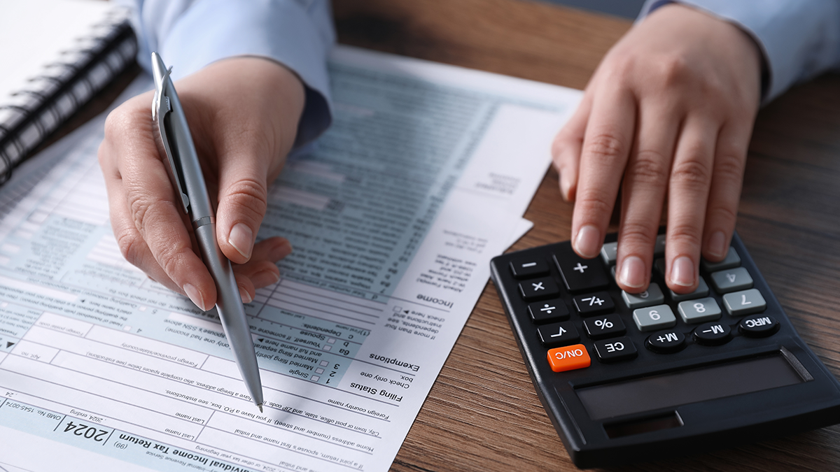 A man doing a tax return