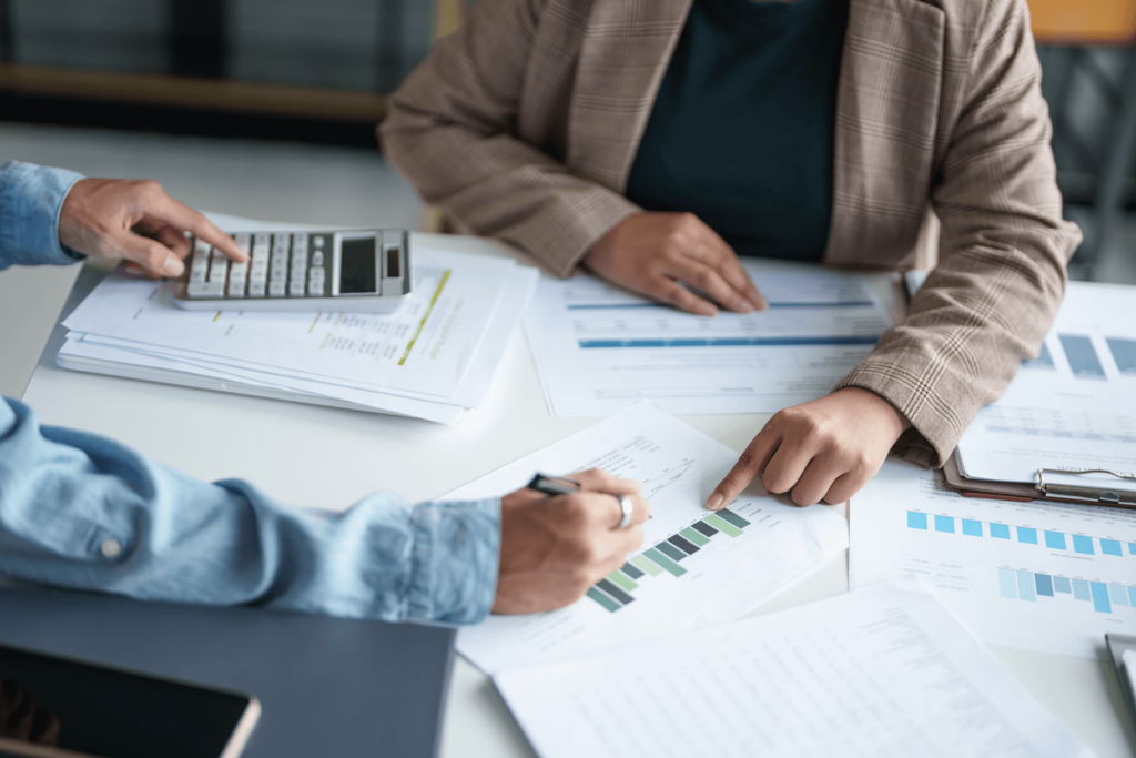 Two accountants working together