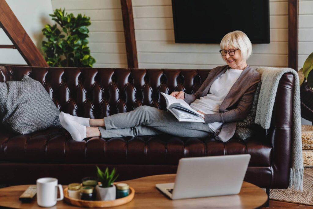 Older lady laying on the sofa