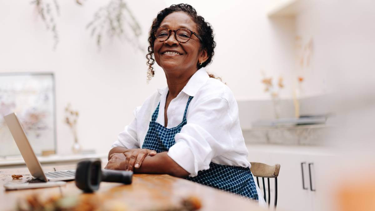 Happy middle aged woman