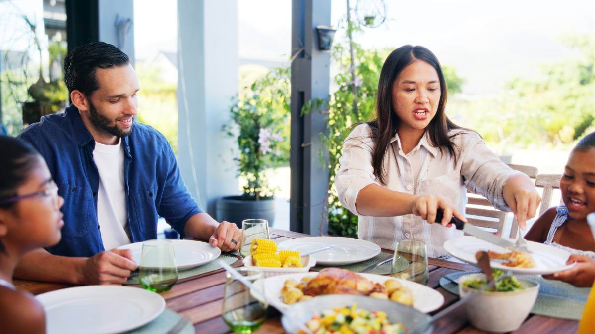 family eating out